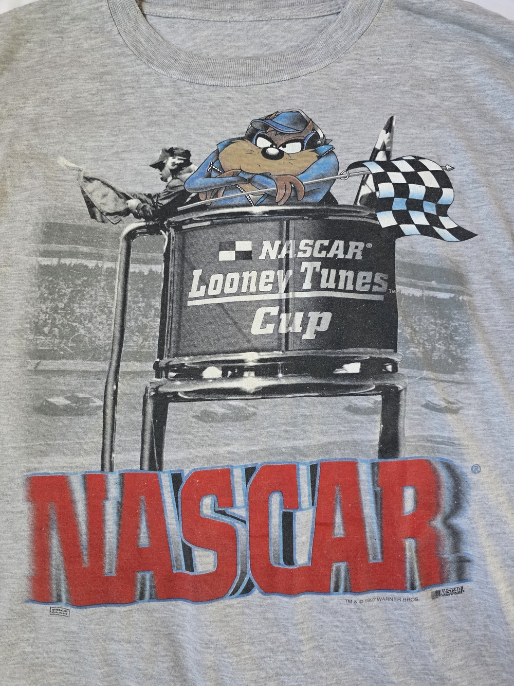 Nascar Warner Bros. Gray‎ Looney Tunes Cup Graphic Tee Taz Tasmanian Devil